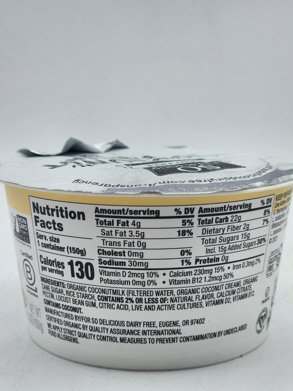 Dairy Free Vanilla Yogurt