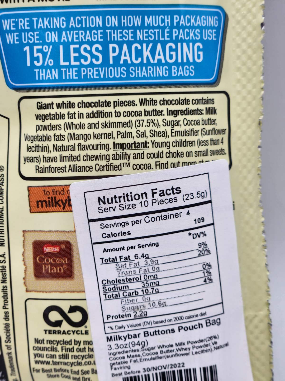 Nestle Milkybar White Chocolate Pieces