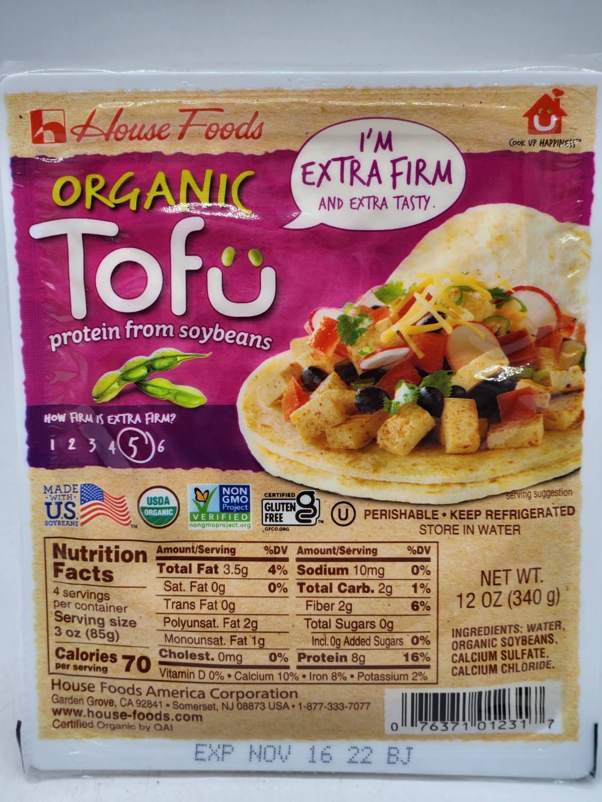 Organic Tofu, Extra Firm
